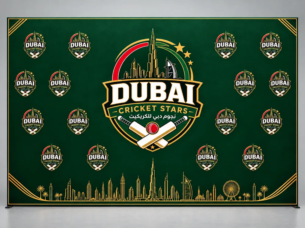 Approved Dubai Cricket Stars green photowall