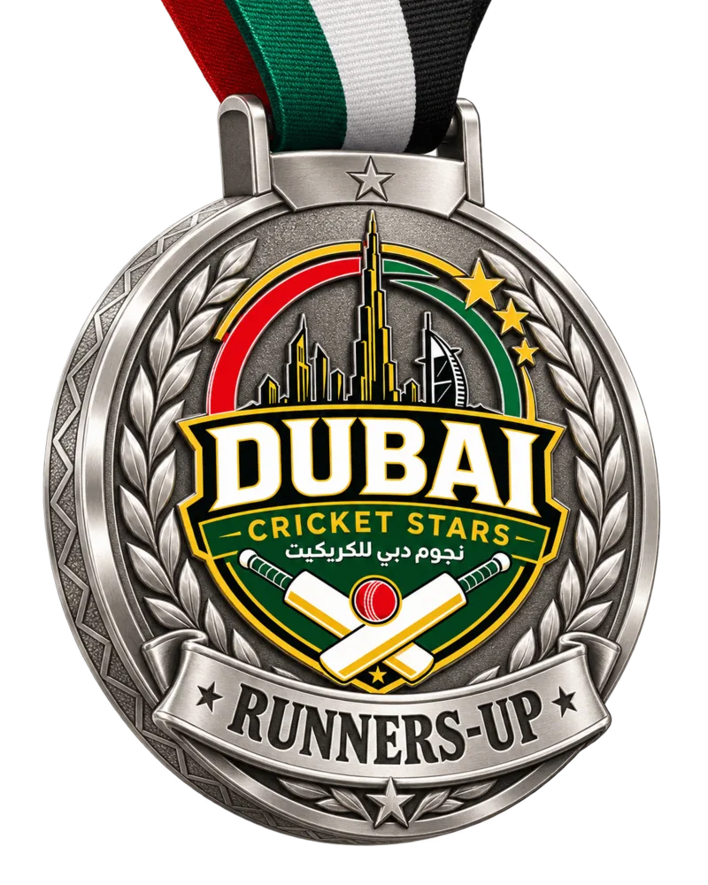 Dubai Cricket Stars runners-up medal